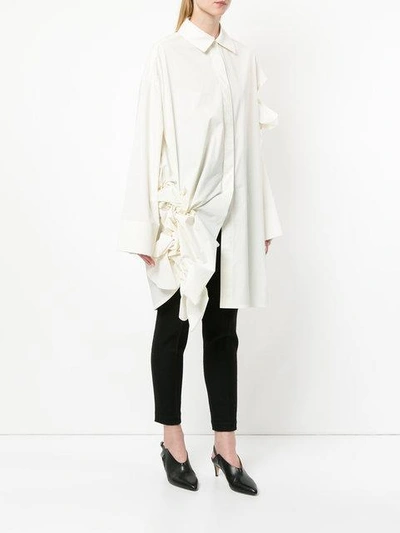 Shop Roberts Wood Knotted Oversized Shirt In Off-white