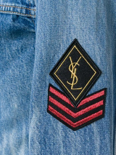 Shop Saint Laurent Ysl Military Patch Denim Jacket