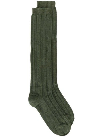 Shop Maison Margiela Ribbed Socks - Green