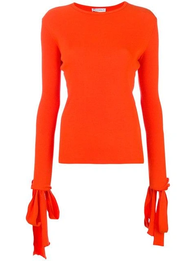 Shop Jw Anderson Tied Sleeve Sweater In Orange