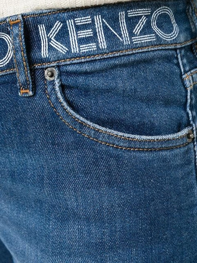 Shop Kenzo Printed Waistband Slim-fit Jeans - Blue