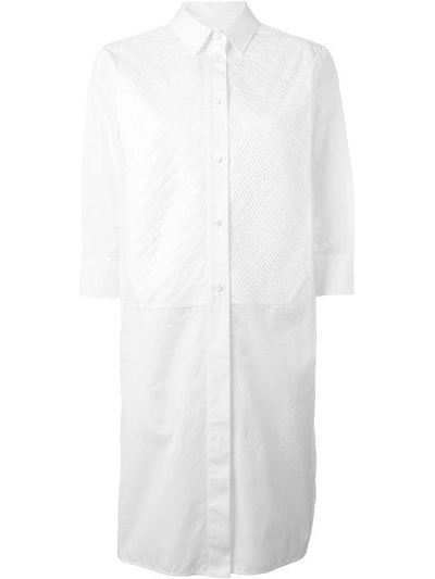 Shop Maison Margiela Pleated Bib Shirt Dress - White