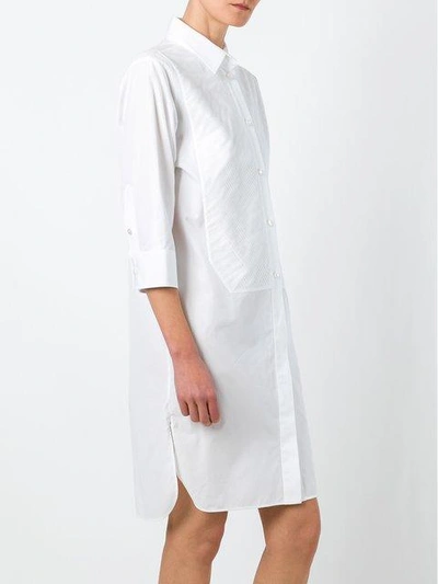 Shop Maison Margiela Pleated Bib Shirt Dress - White