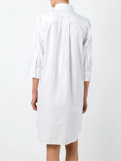 Shop Maison Margiela Pleated Bib Shirt Dress - White