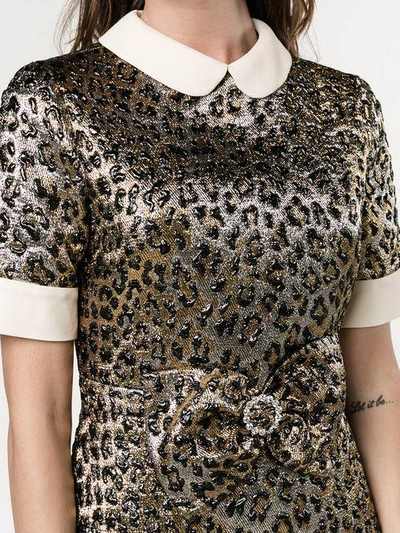 Shop Gucci Leopard Jacquard Lame Dress In Black