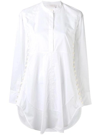 Shop Chloé Side Button Tunic Shirt In White