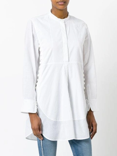 Shop Chloé Side Button Tunic Shirt In White