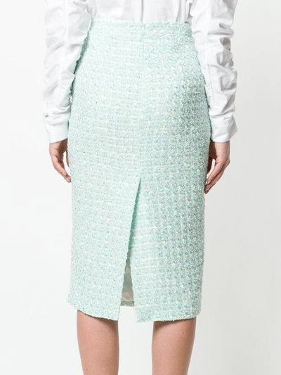 Shop Alessandra Rich Bouclé Pencil Skirt - Green