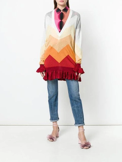 Shop Marco De Vincenzo Geometric Astro Peplum Hem Sweater In Multicolour