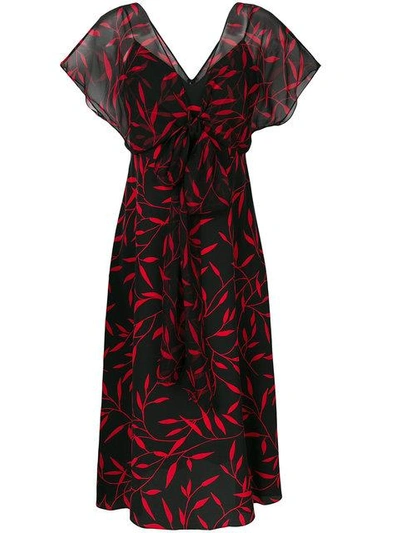 Shop Diane Von Furstenberg Dvf  Leaf Print Empire Waist Dress - Black