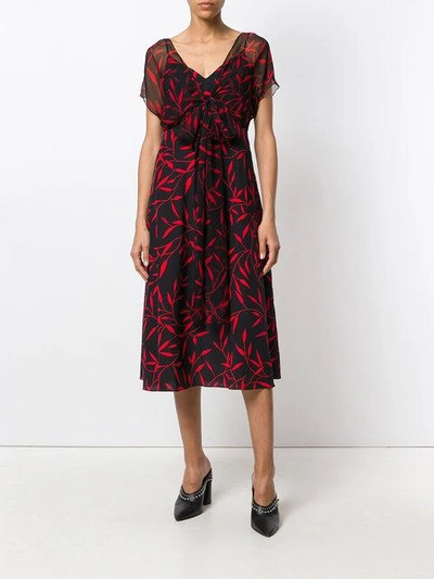 Shop Diane Von Furstenberg Dvf  Leaf Print Empire Waist Dress - Black
