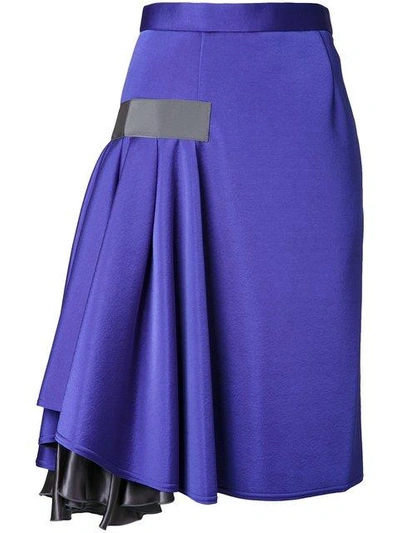 Shop Kolor Pleated Panel Midi Skirt In Blue