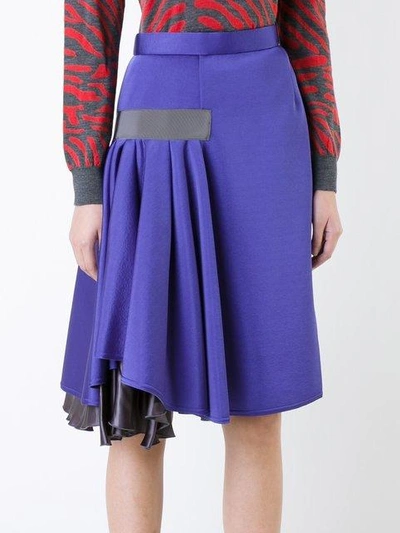 Shop Kolor Pleated Panel Midi Skirt In Blue