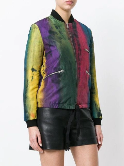 Shop Saint Laurent Tie-dye Varsity Jacket - Multicolour