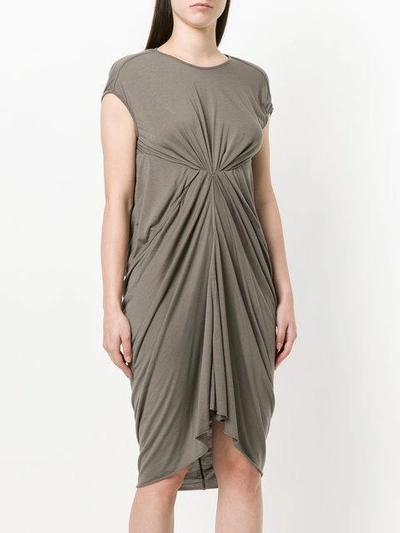 Shop Rick Owens Gathered-front Draped Dress In Grey