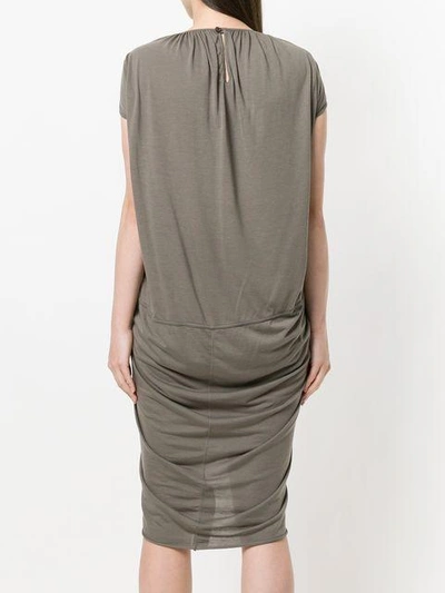 Shop Rick Owens Gathered-front Draped Dress In Grey
