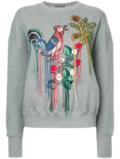 Shop Alexander Mcqueen Embroidered Sweatshirt In Grey