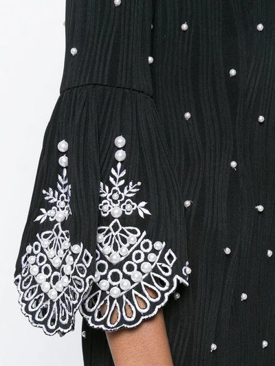 Shop Prabal Gurung Embroidered Hem Midi Dress - Black