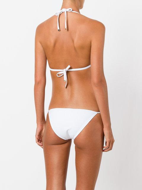 White metallic trim string bikini from Moeva. 