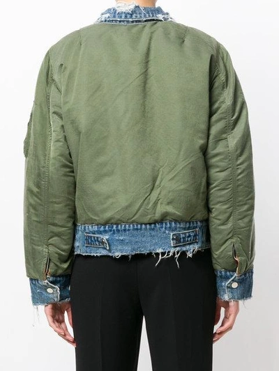 Shop Amiri Reversible Bomber And Denim Jacket In Green