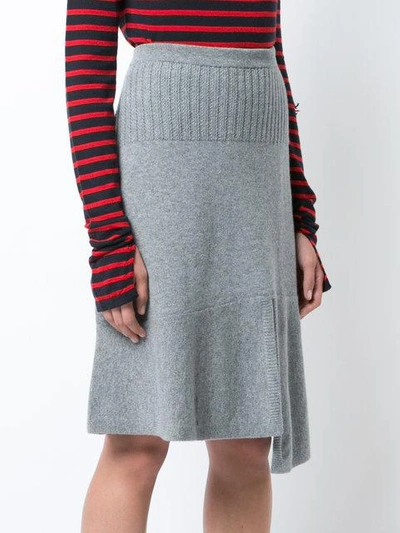Shop Barrie Asymmetric Knit Skirt - Grey