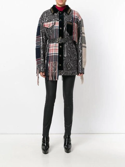 Shop Maison Margiela Patchwork Fitted Coat In Multicolour