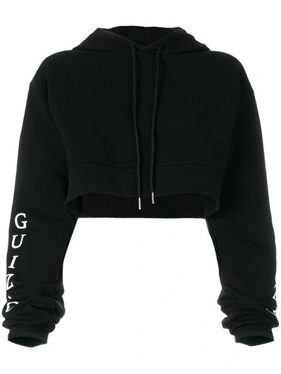 logo sleeve cropped hoodie