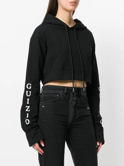 logo sleeve cropped hoodie