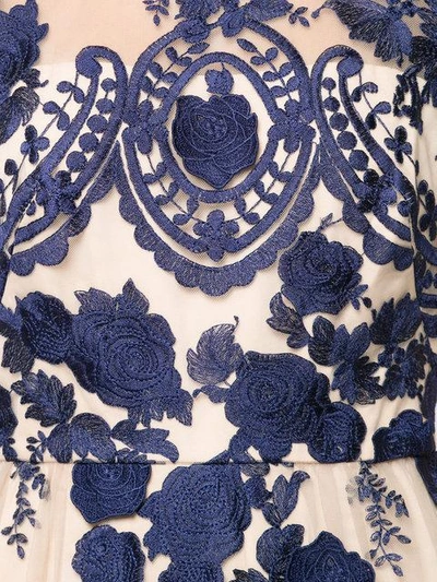 Shop Marchesa Notte Floral-embroidered Dress