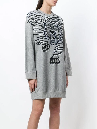 Shop Kenzo Geo Tiger Sweatshirt Dress - Grey