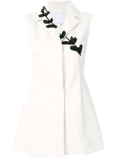 Shop Noon By Noor Embellished Grier Notch Collar Sleeveless Pleated Blouse In White