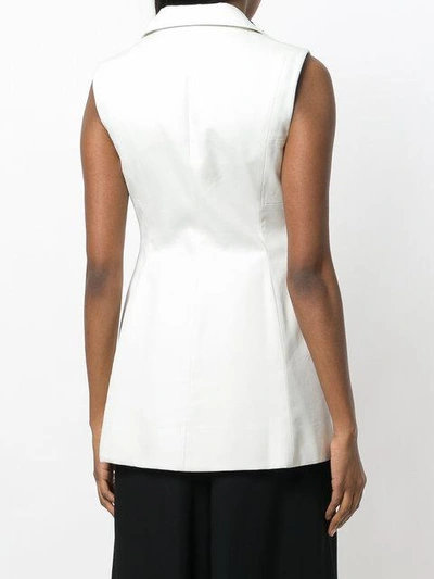 Shop Noon By Noor Embellished Grier Notch Collar Sleeveless Pleated Blouse In White