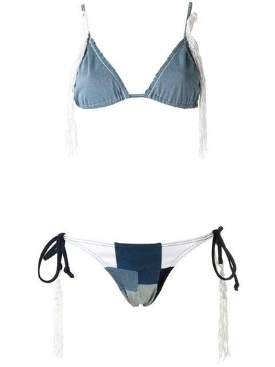 Shop Amir Slama Triangle Bikini Set - Blue