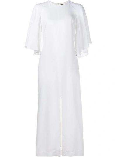 Shop Adam Lippes Flounce Sleeve Midi Dress In White