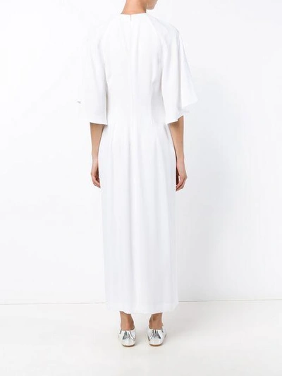 Shop Adam Lippes Flounce Sleeve Midi Dress In White