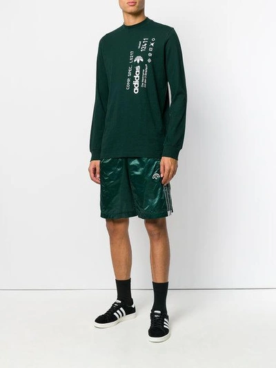 Shop Adidas Originals By Alexander Wang Graphic Print Long Sleeve Top - Green