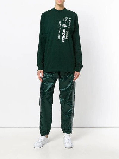 Shop Adidas Originals By Alexander Wang Graphic Print Long Sleeve Top - Green