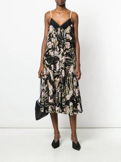 floral print pleated midi dress