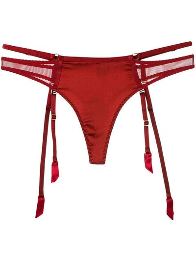 Shop Bordelle Suspender-detail Thong In Burnt Red