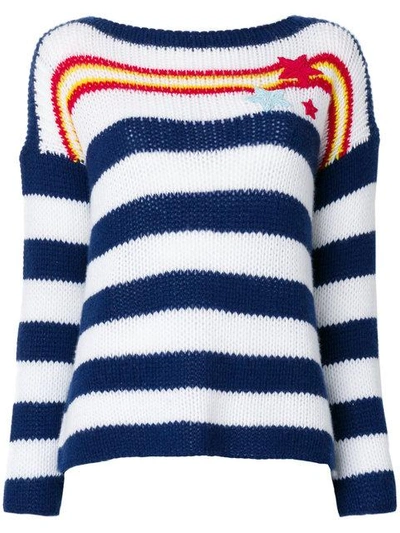 Shop Ermanno Scervino Striped Star Patch Sweater In White