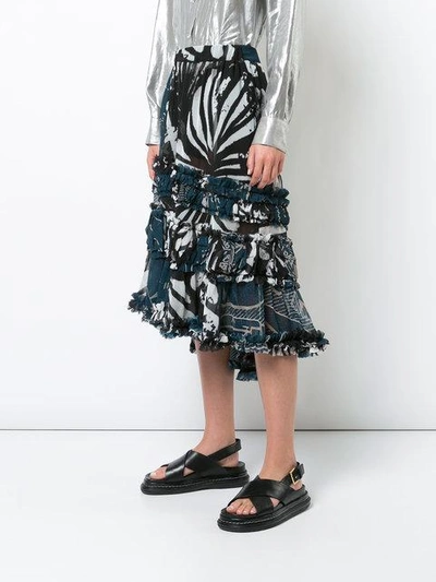 Shop Comme Des Garçons Printed Asymmetric Skirt - Black