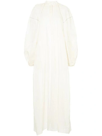 Shop Jil Sander Pleated-shoulder Maxi Shirt Dress