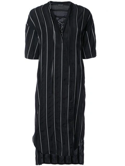 Shop Demoo Parkchoonmoo Striped Short Sleeved Dress In Black