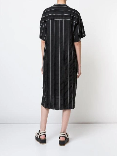 Shop Demoo Parkchoonmoo Striped Short Sleeved Dress In Black