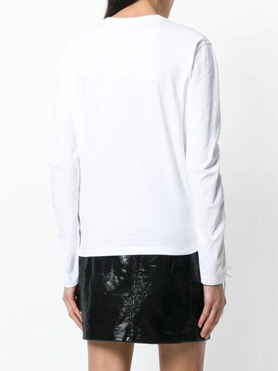 Shop Kenzo Ruched Lace Cuff Sleeves Top - White