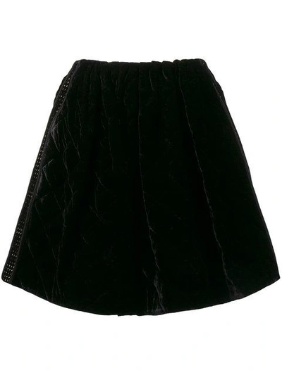 Shop Fendi Quilted Velvet Mini Skirt In Black