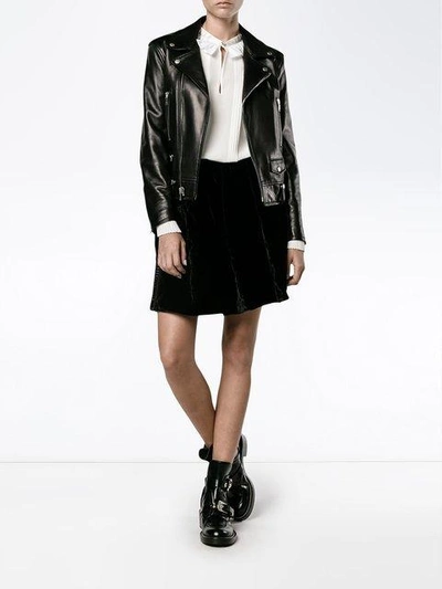 Shop Fendi Quilted Velvet Mini Skirt In Black