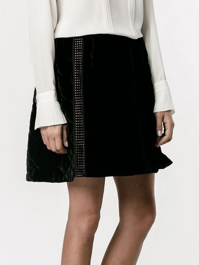 Shop Fendi Quilted Velvet Mini Skirt In Black