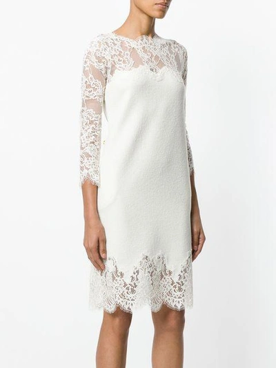 Shop Ermanno Scervino Lace Panelled Dress In White