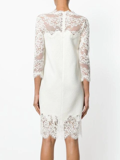 Shop Ermanno Scervino Lace Panelled Dress In White